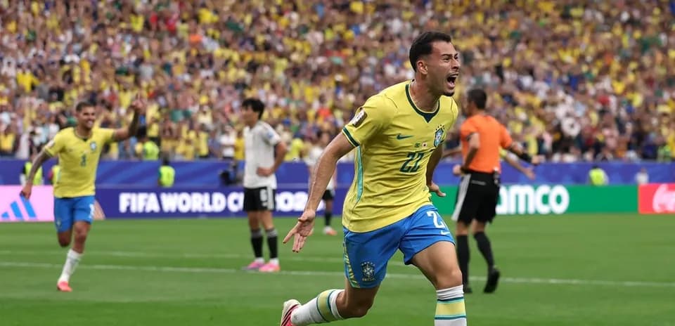 Brazil player celebrating goal during World Cup match
