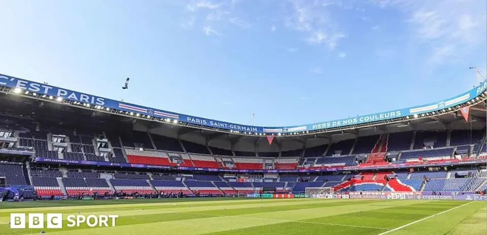 Empty stands at Parc des Princes stadium before match