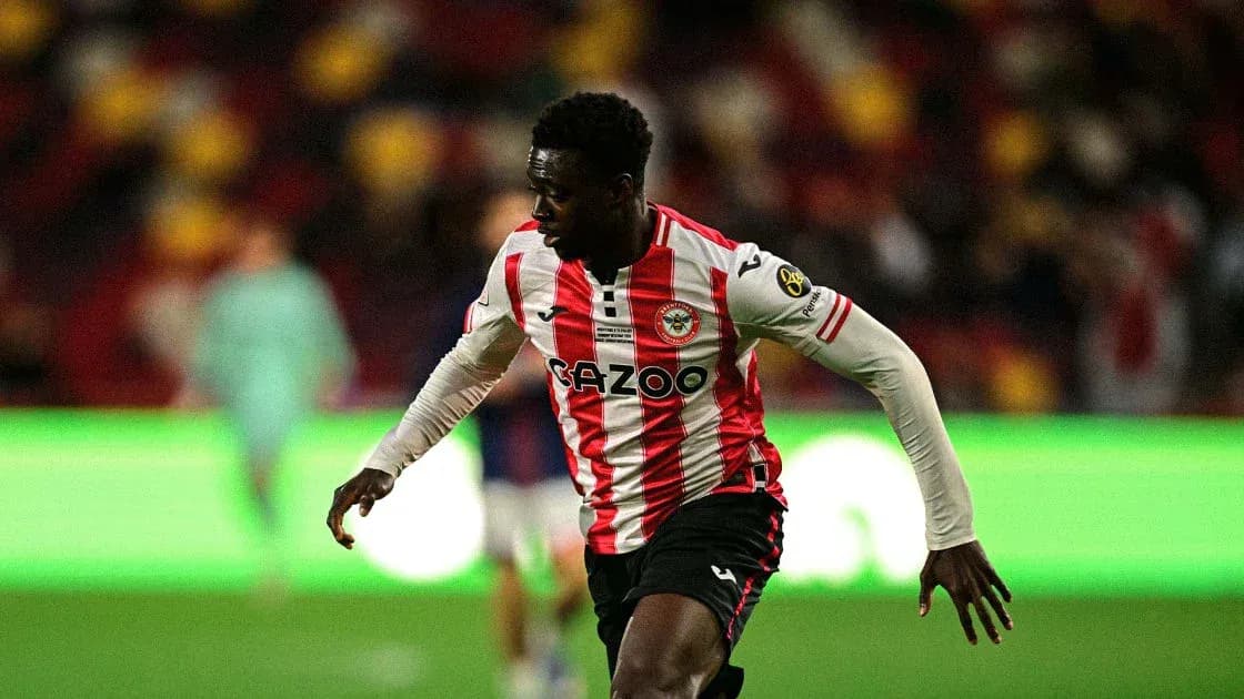 Brentford player sprinting during a match