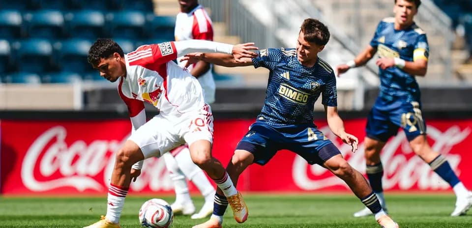 New York Red Bulls player challenged by Philadelphia Union opponent