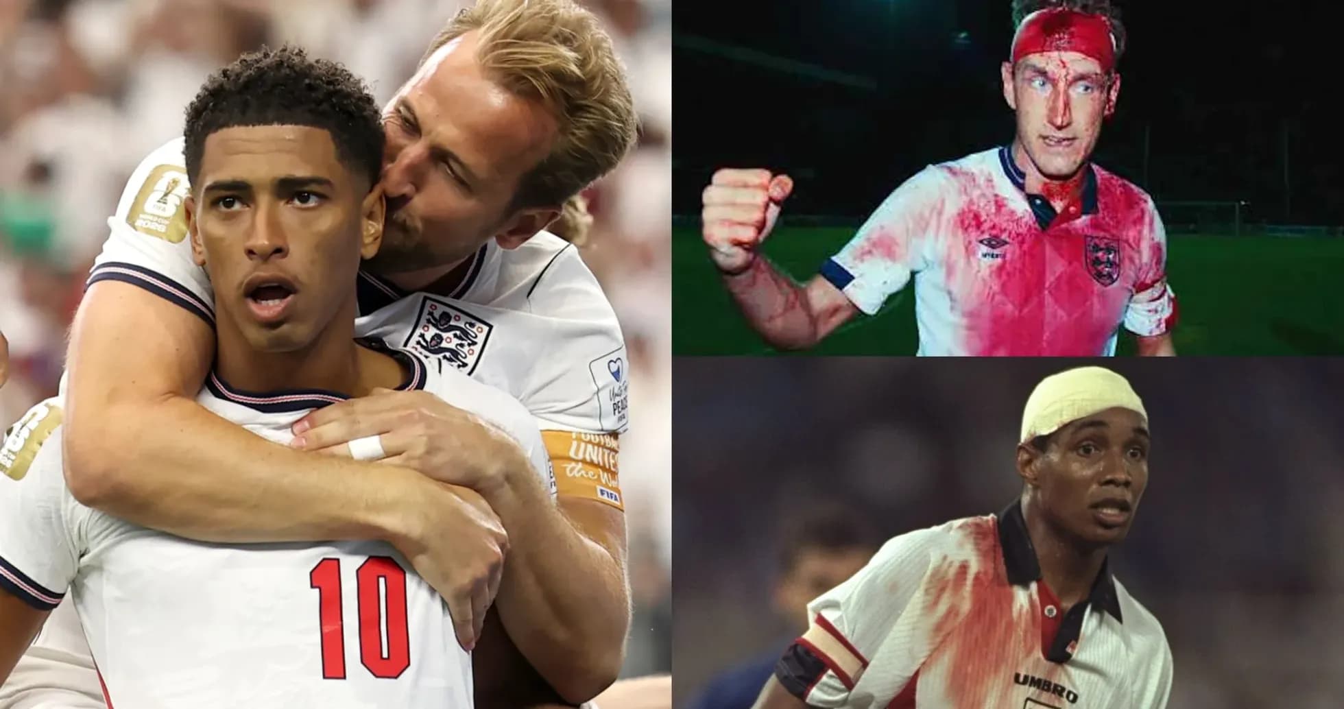 Collage of football players in intense moments