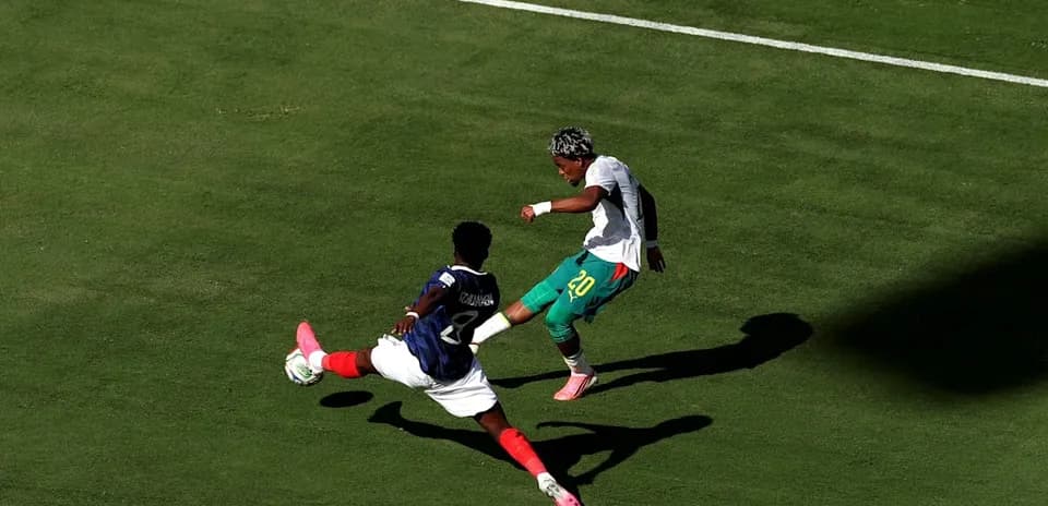 Player attempting to tackle an opponent during match