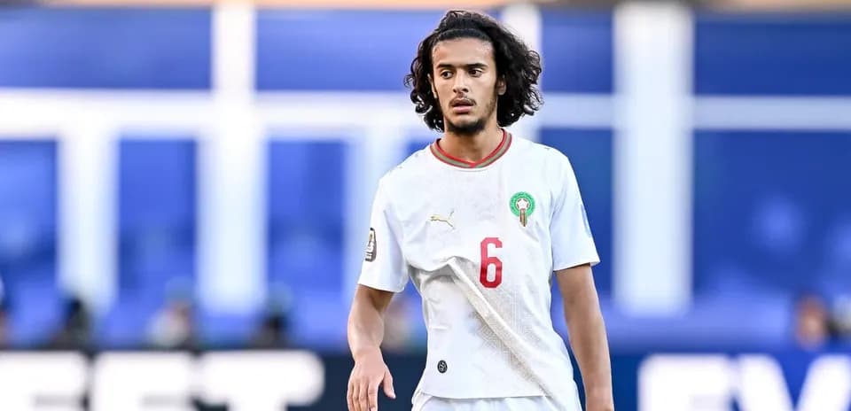 Player wearing white Morocco jersey during match