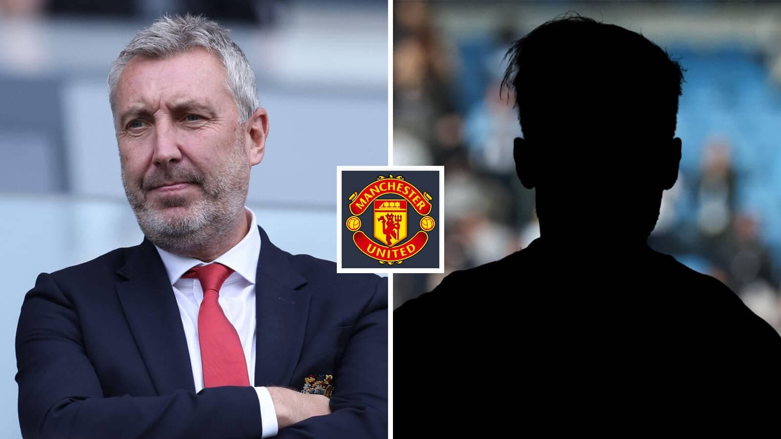 Coach and silhouette of player with Manchester United logo