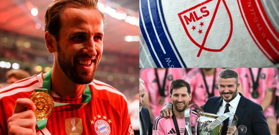 Collage of football highlights featuring players and MLS logo