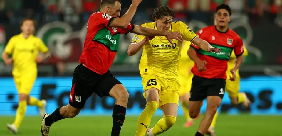 Players competing during Bodo/Glimt vs NEC Nijmegen match