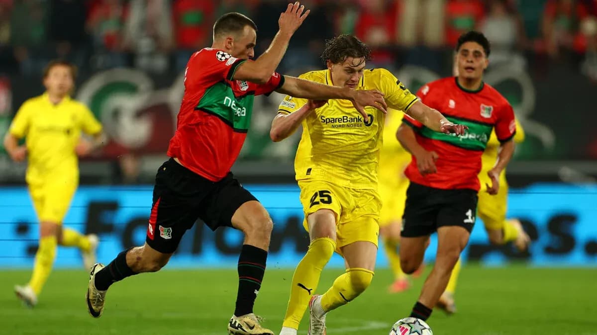 Players competing during Bodo/Glimt vs NEC Nijmegen match