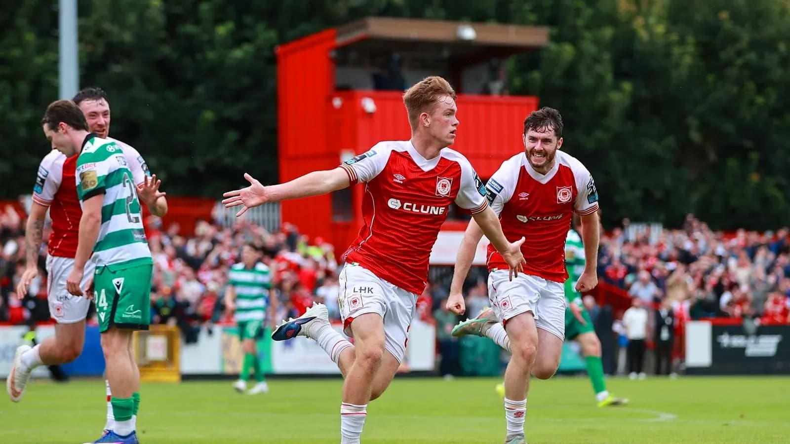 Player celebrating a goal during a football match