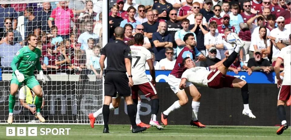 Player executing a bicycle kick near goal
