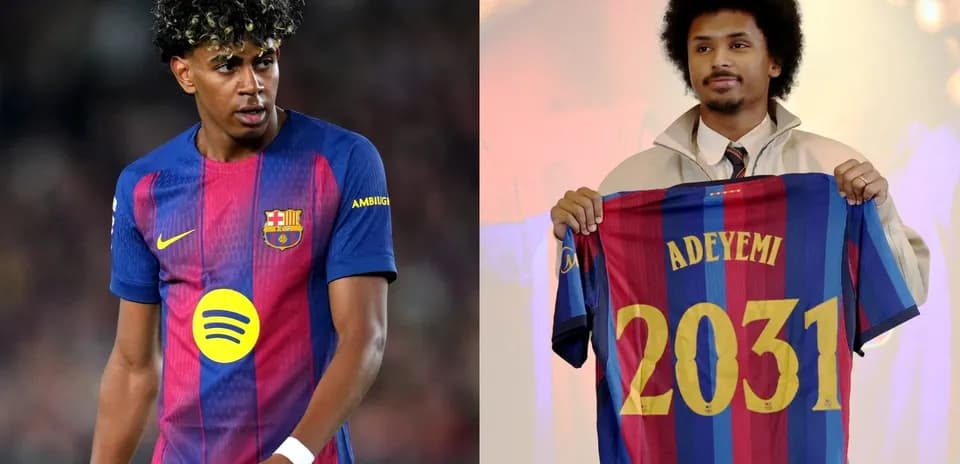 Barcelona player and new signing holding jersey