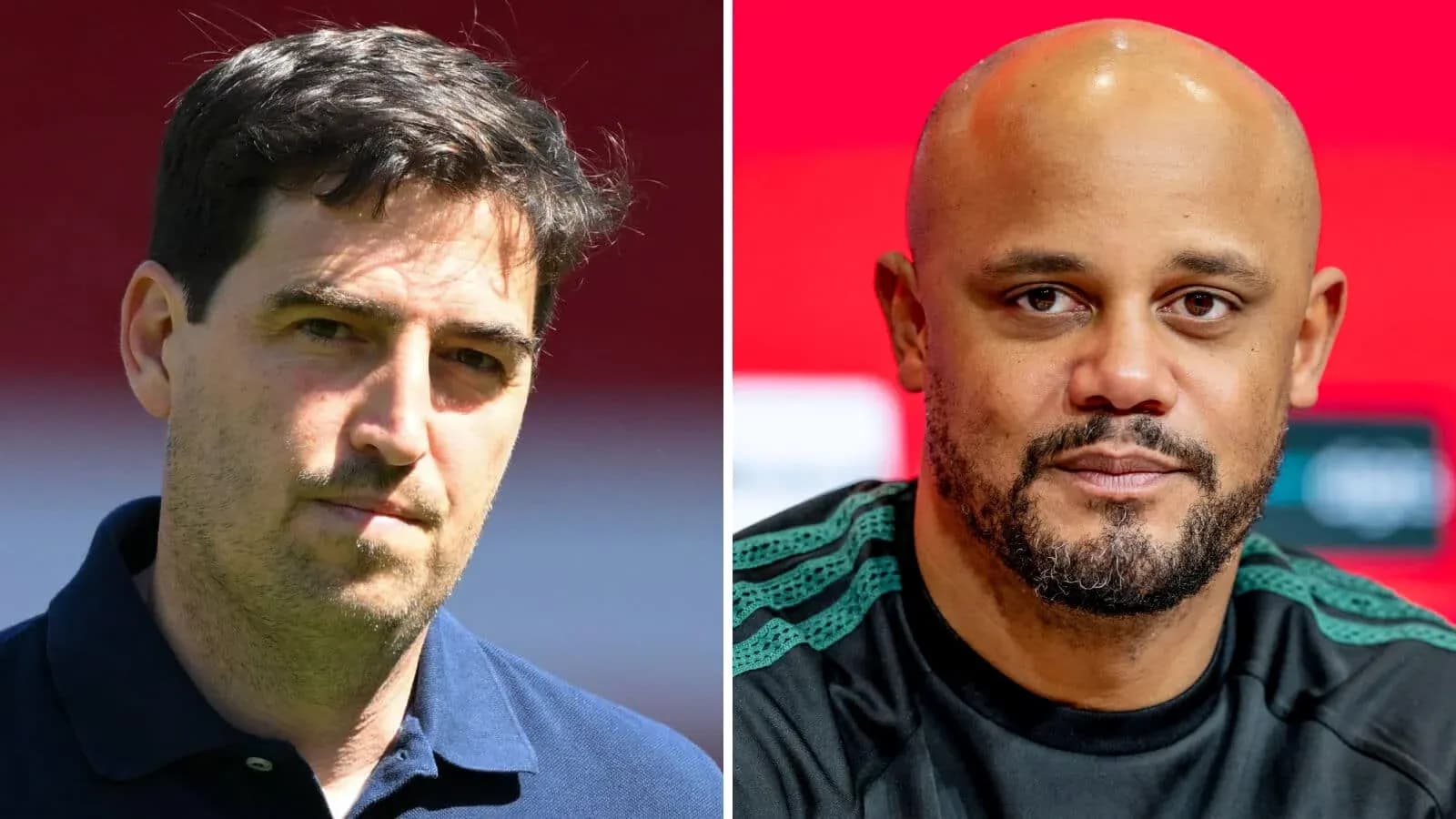Two football coaches posing for a split image