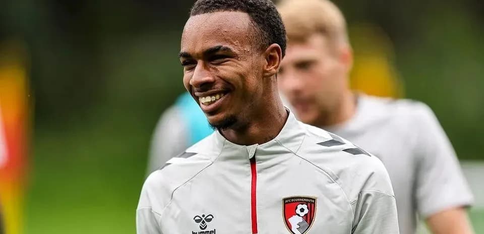 Player smiling during AFC Bournemouth training session