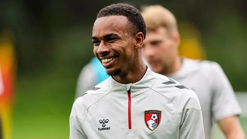 Player smiling during AFC Bournemouth training session