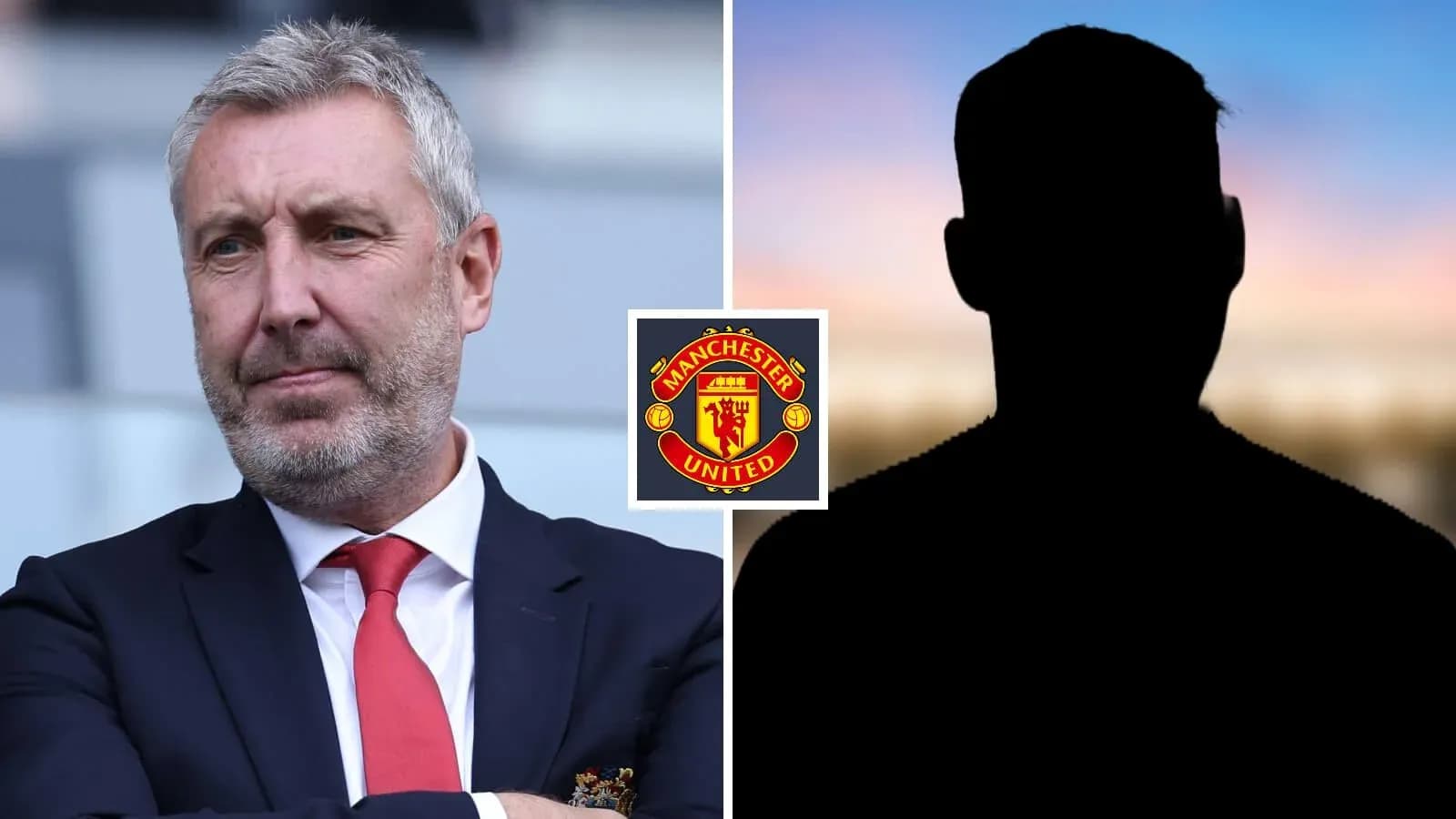 Football manager with Manchester United logo and silhouette