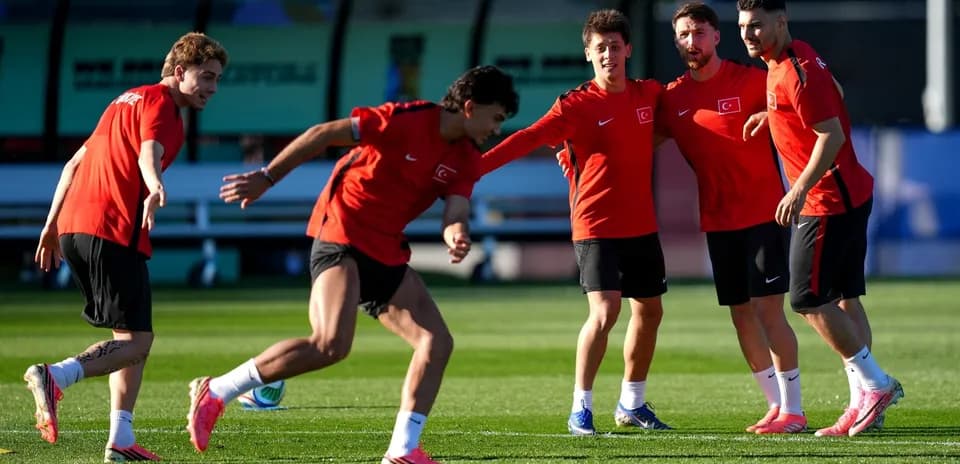 Turkey players training before World Cup match