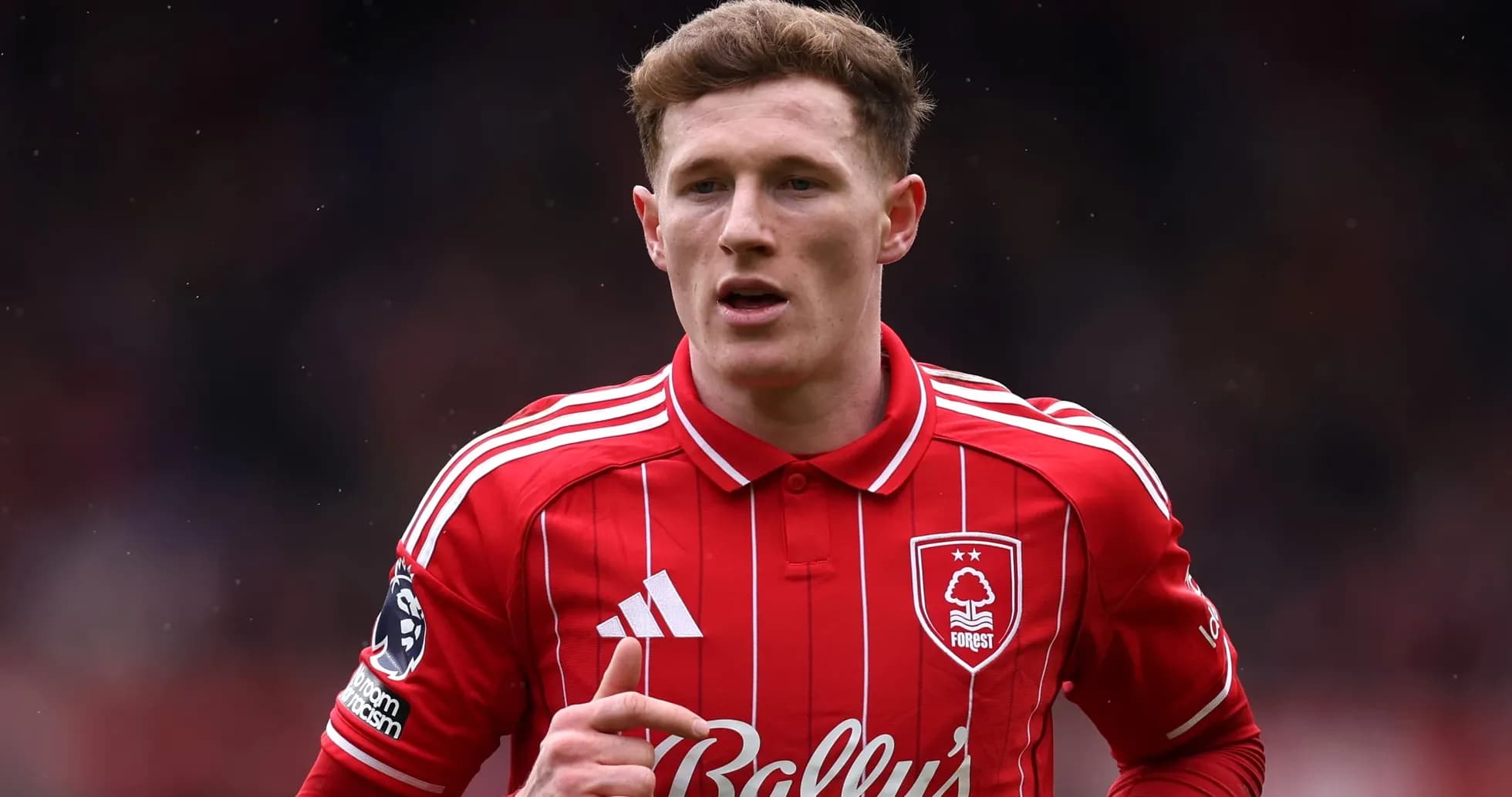 Player wearing Nottingham Forest jersey during match