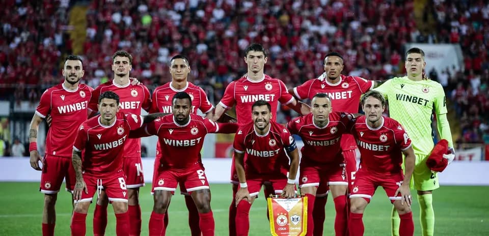 CSKA Sofia team posing for a match