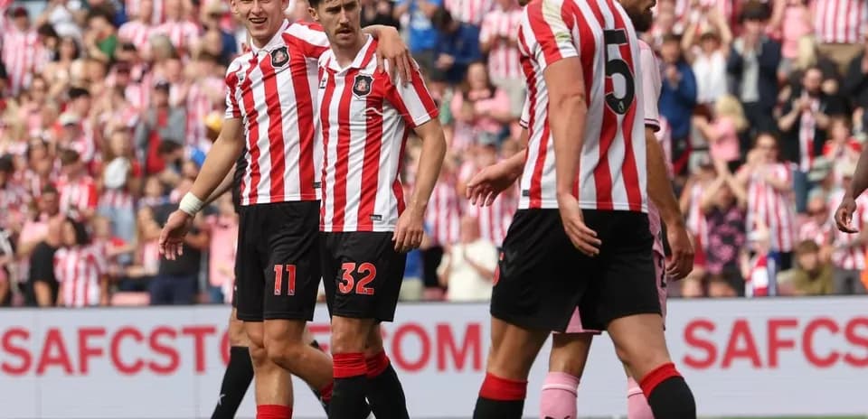 Sunderland players celebrating a goal together