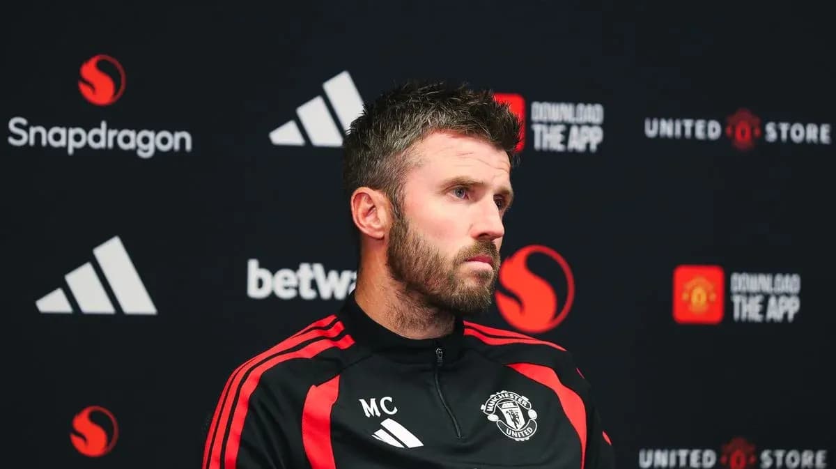 Manager at Manchester United press conference backdrop