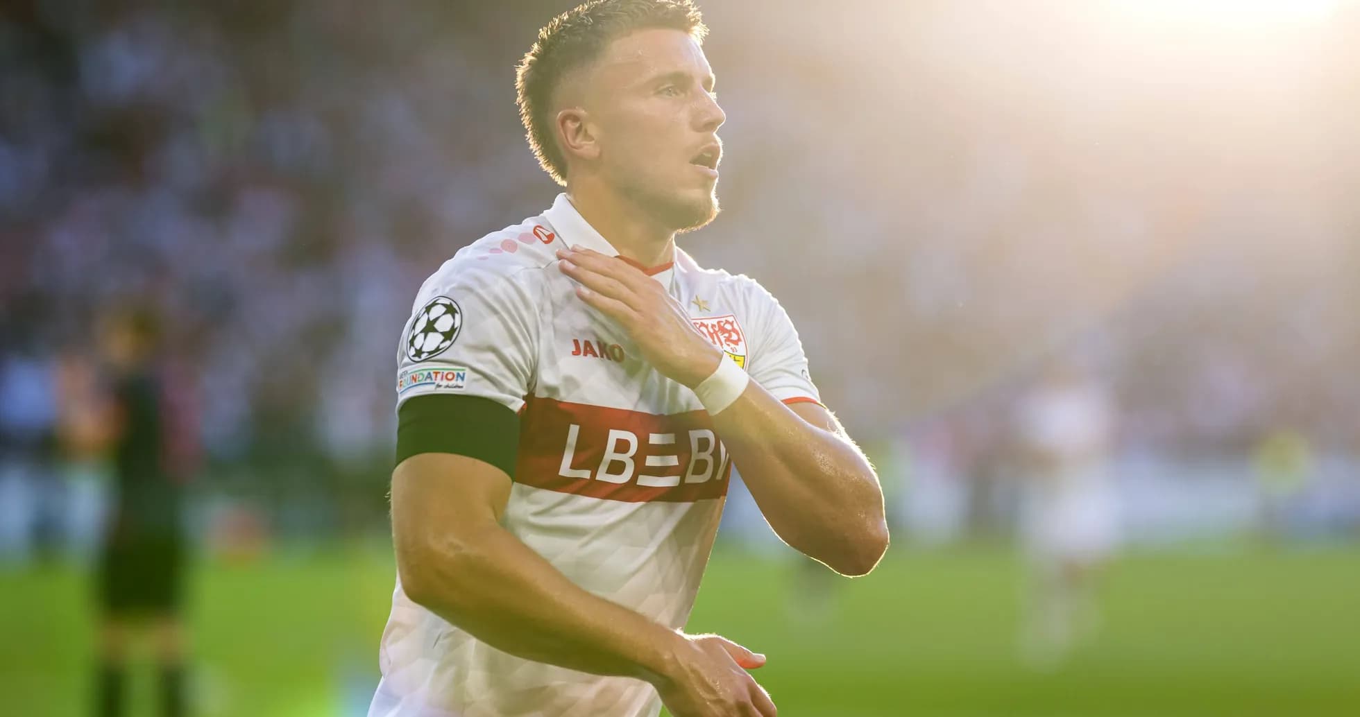 Player celebrating during UEFA Champions League match