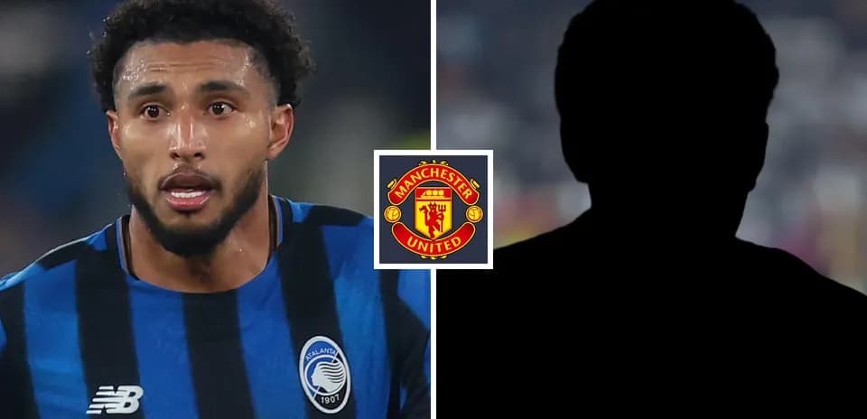 Atalanta player with Manchester United logo background