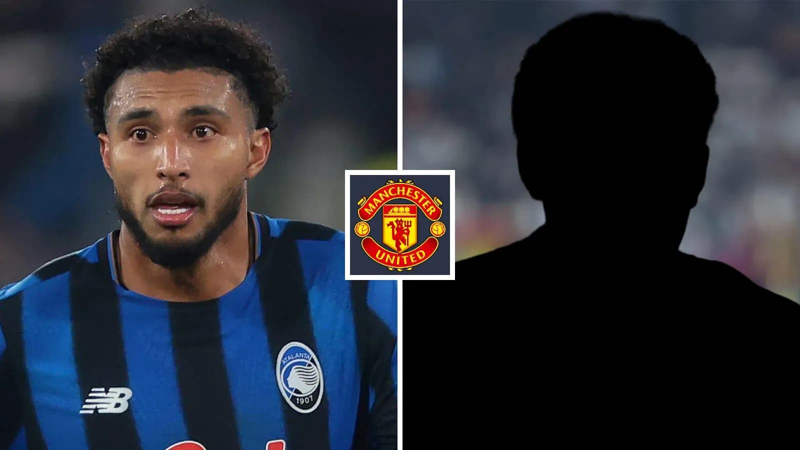 Atalanta player with Manchester United logo background