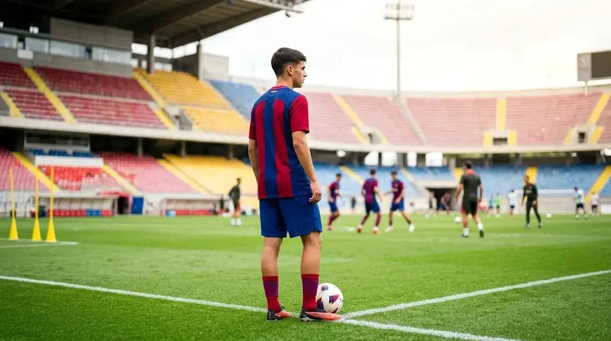 Player preparing for a corner kick during training