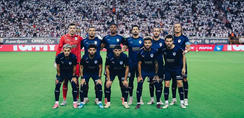 Pafos FC team lineup before the match