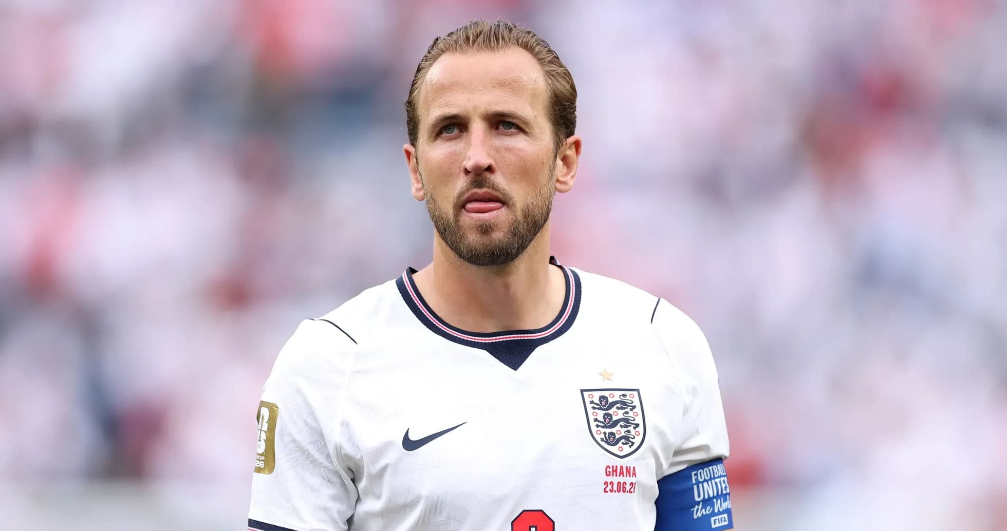 Harry Kane wearing England jersey during match