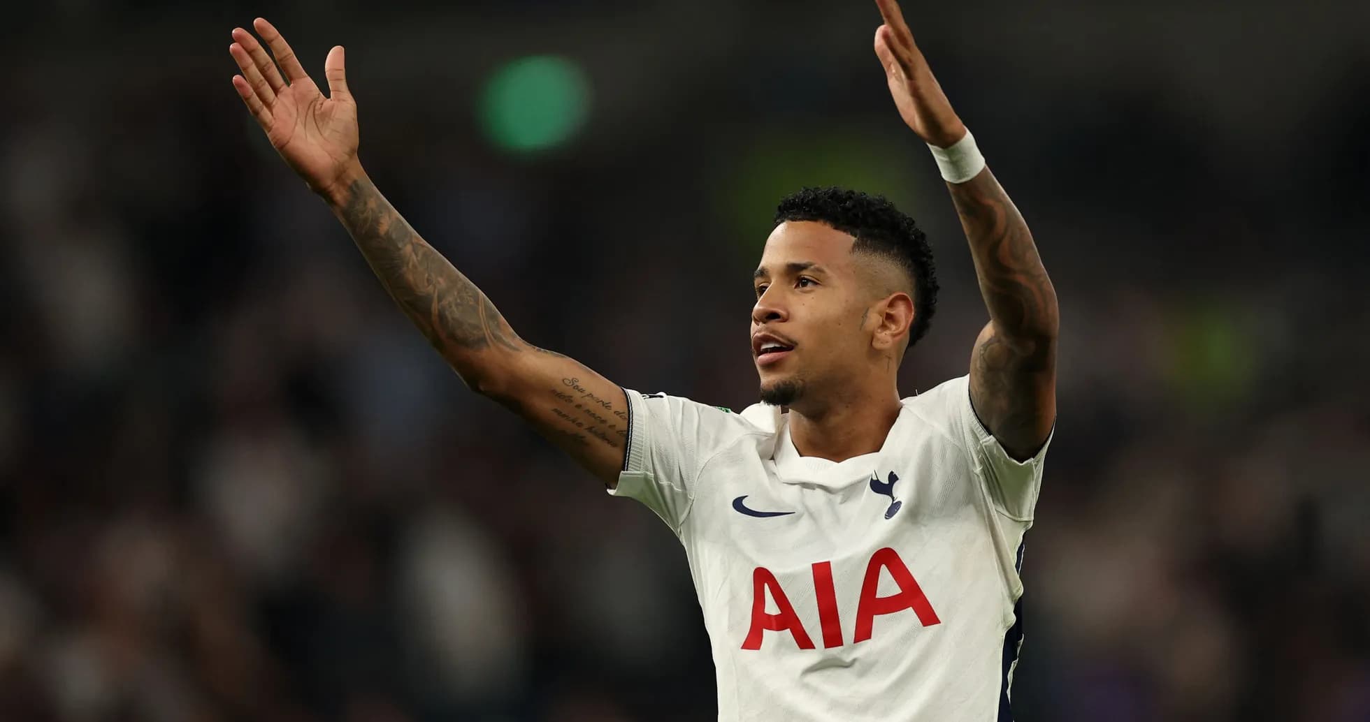 Player celebrating during a match for Tottenham Hotspur