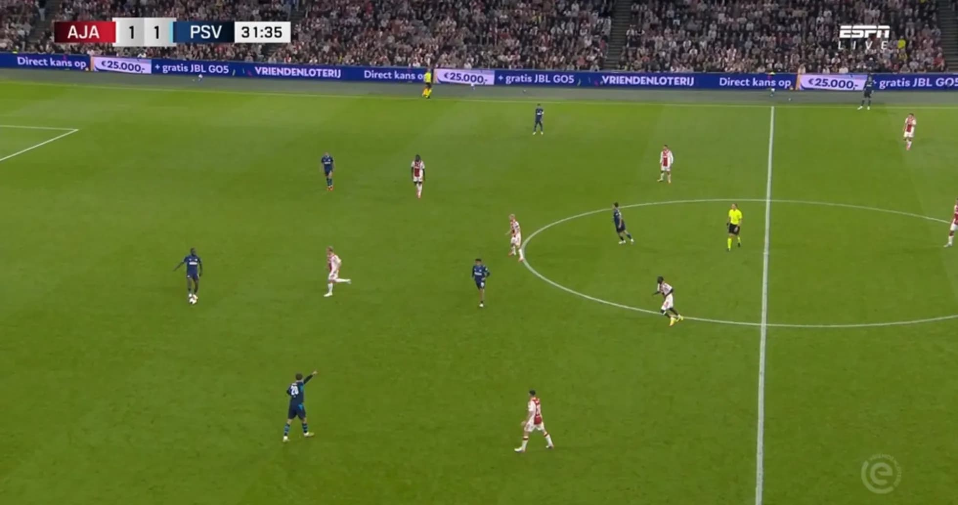 Ajax and PSV players during match at stadium