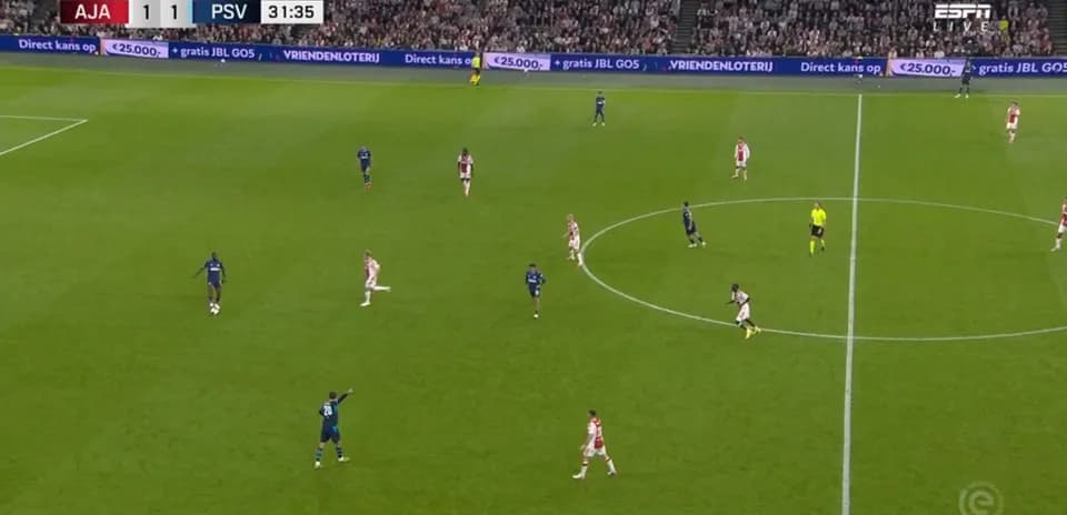 Ajax and PSV players during match at stadium