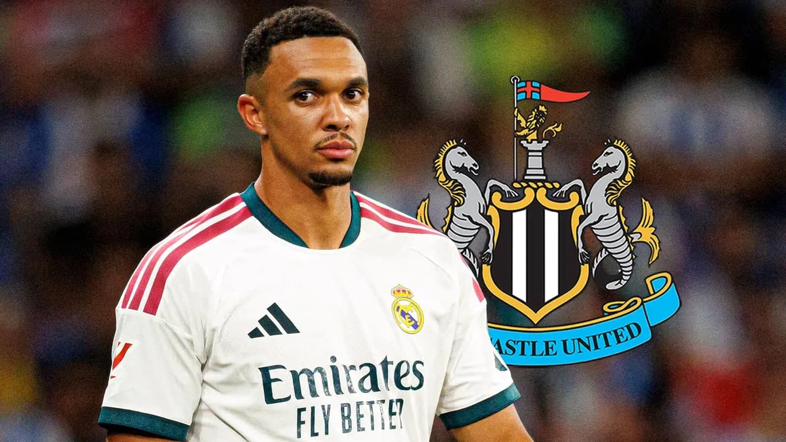 Player in Real Madrid kit with Newcastle United logo