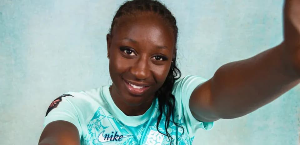 Athlete posing for a selfie in sports jersey