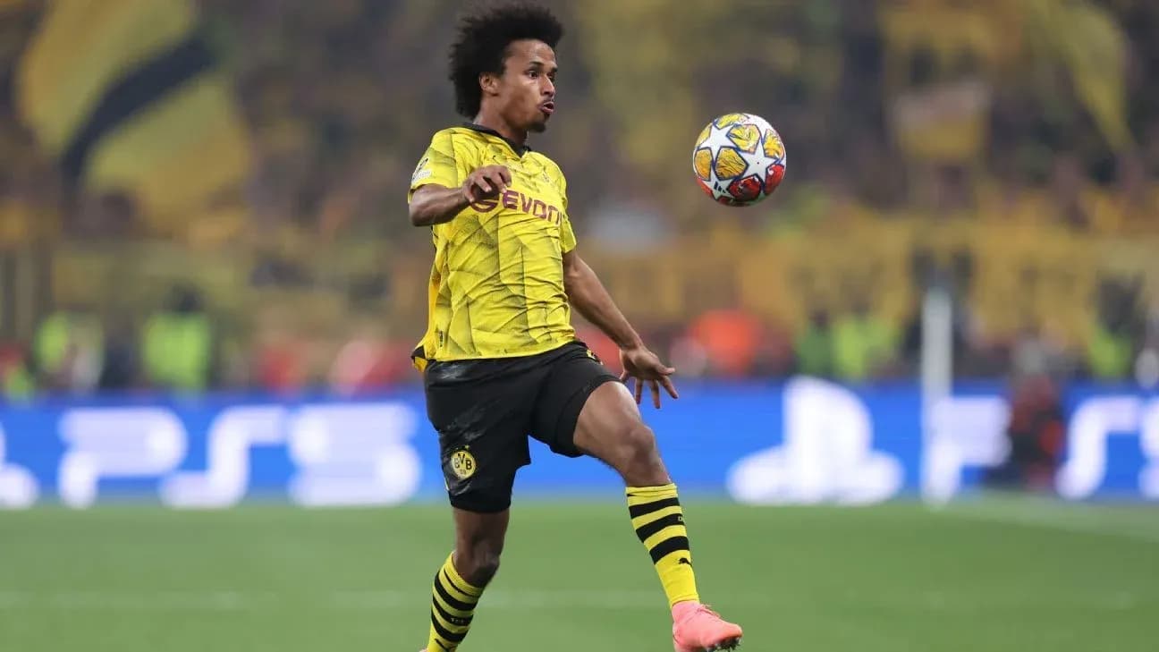 Player from Borussia Dortmund controlling the ball