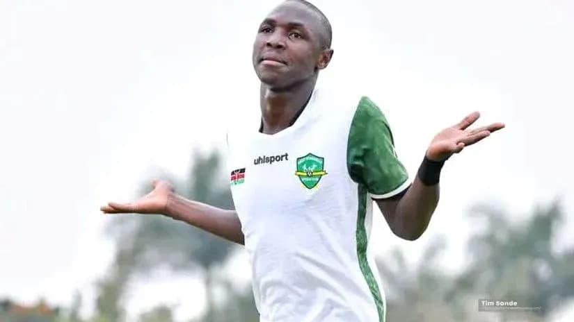 Player celebrating a goal with a shrug gesture