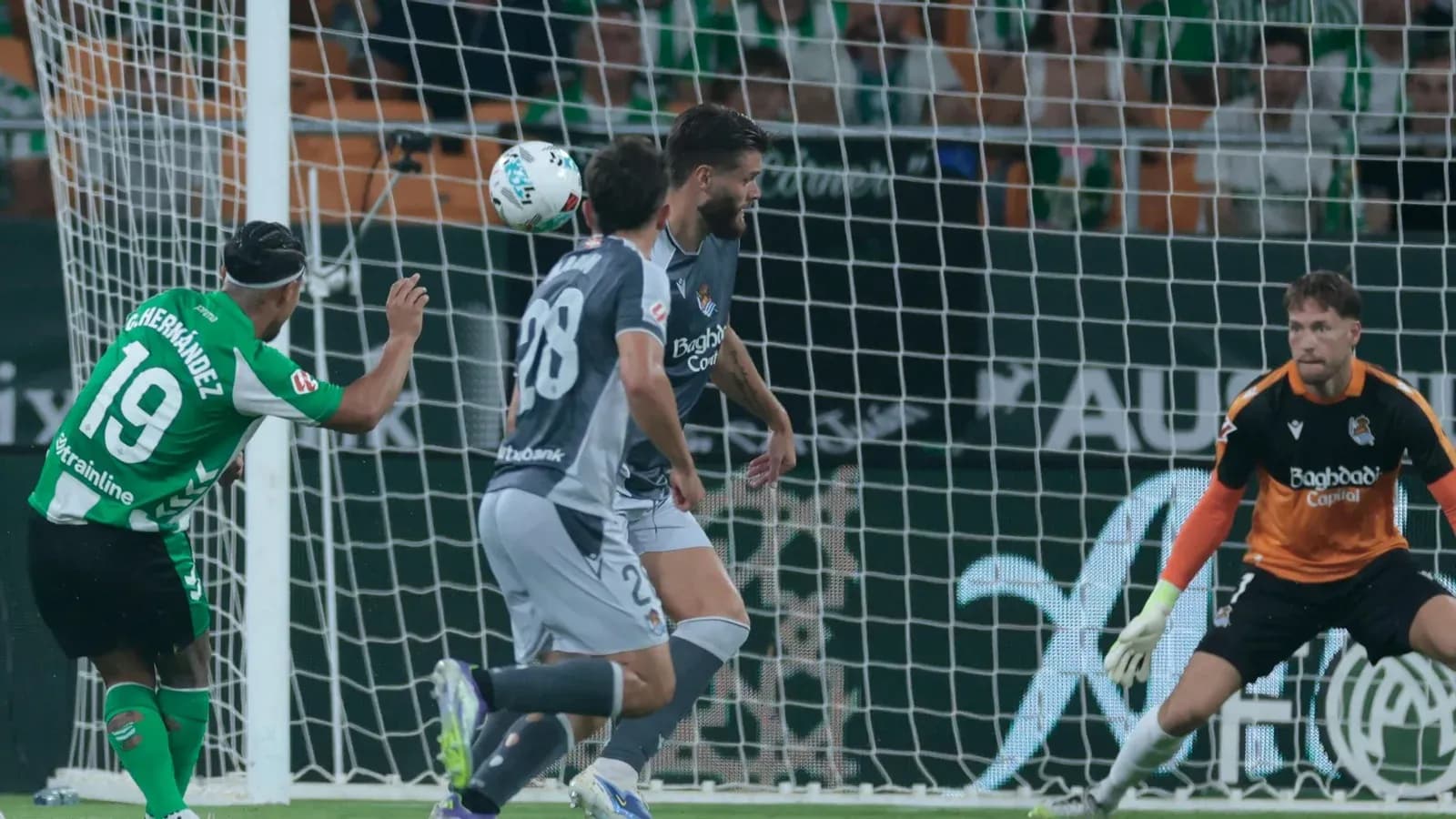 Real Betis player scoring against Real Sociedad