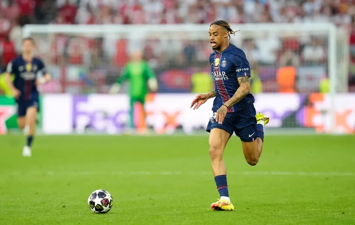 Player running with ball during UEFA Champions League match