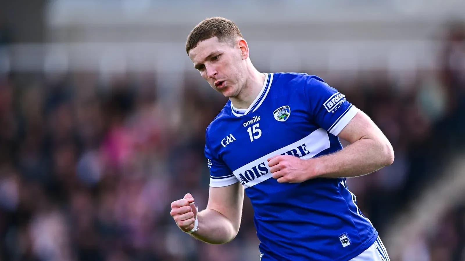 Player celebrating in Laois jersey during match Player celebrating in Laois jersey during match
