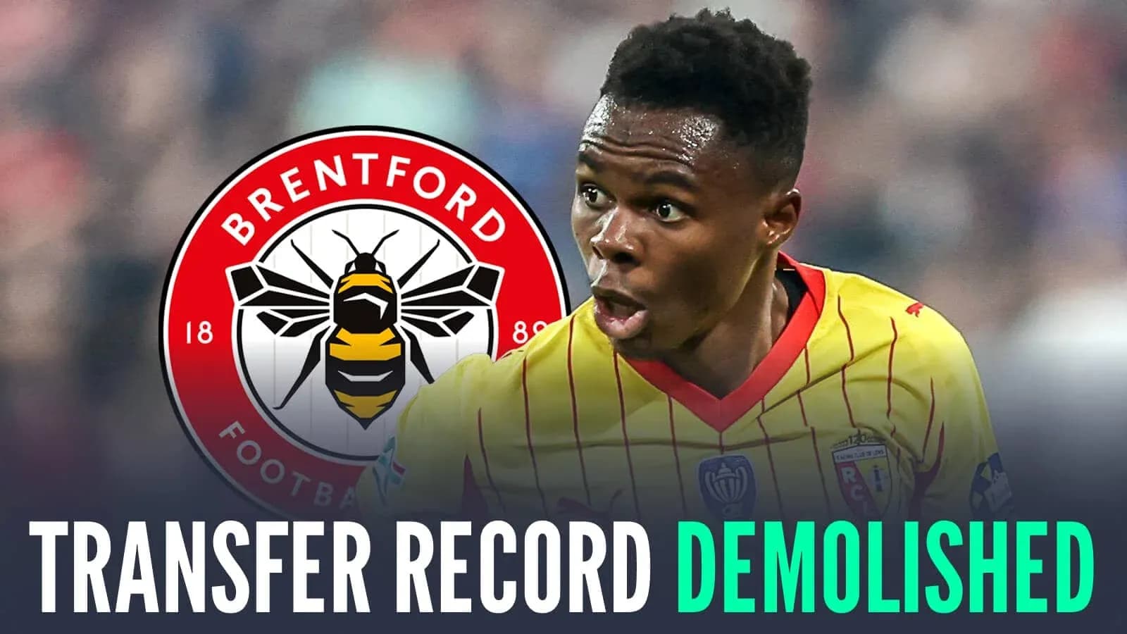 Player celebrating Brentford transfer record announcement Player celebrating Brentford transfer record announcement