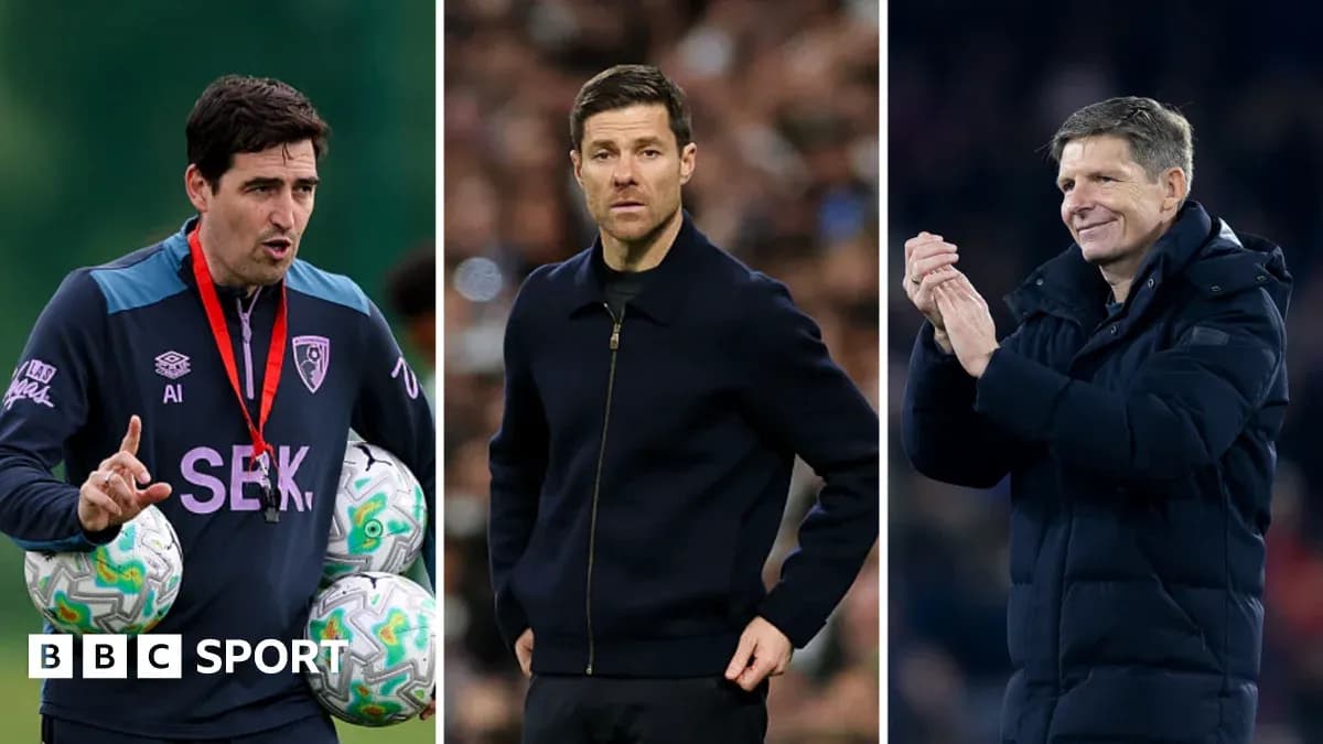 Three football managers during various moments Three football managers during various moments