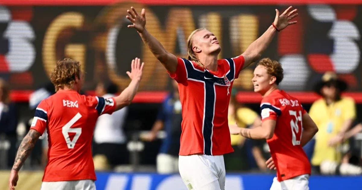 Norwegian players celebrating after a goal Norwegian players celebrating after a goal