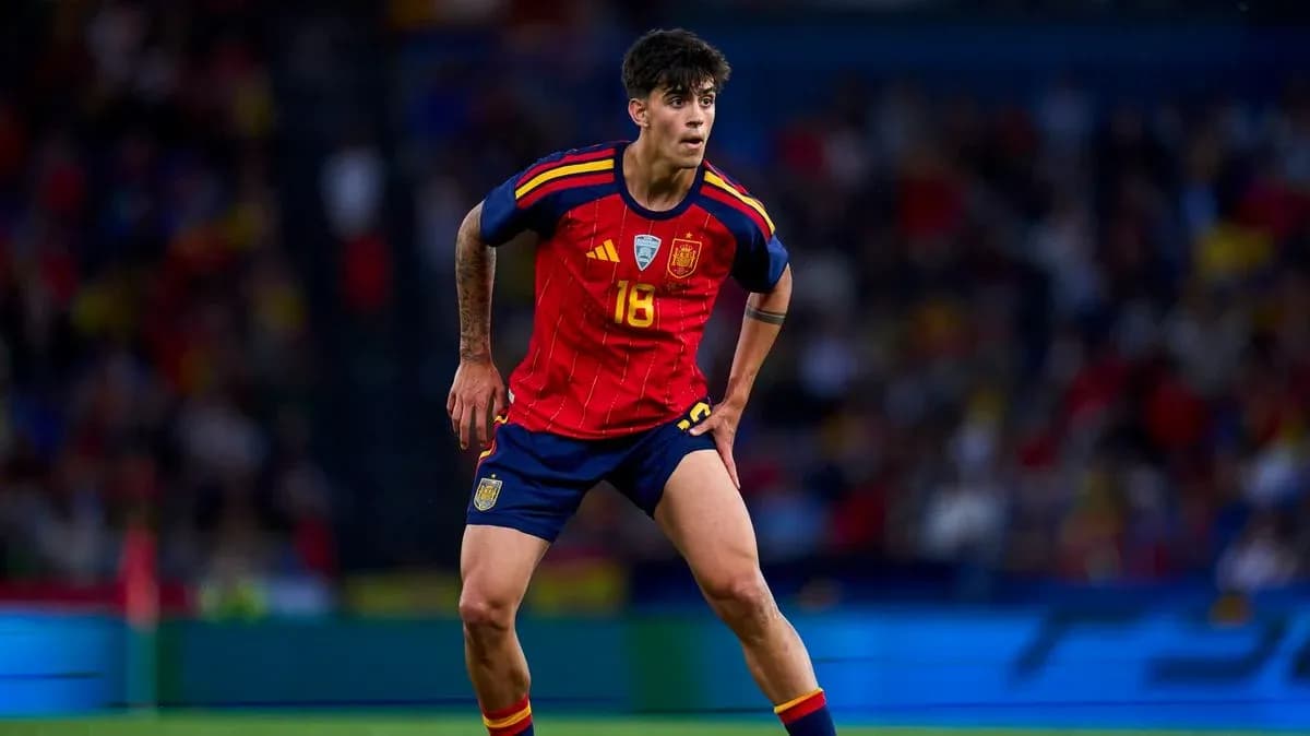 Player wearing Spain jersey during football match Player wearing Spain jersey during football match