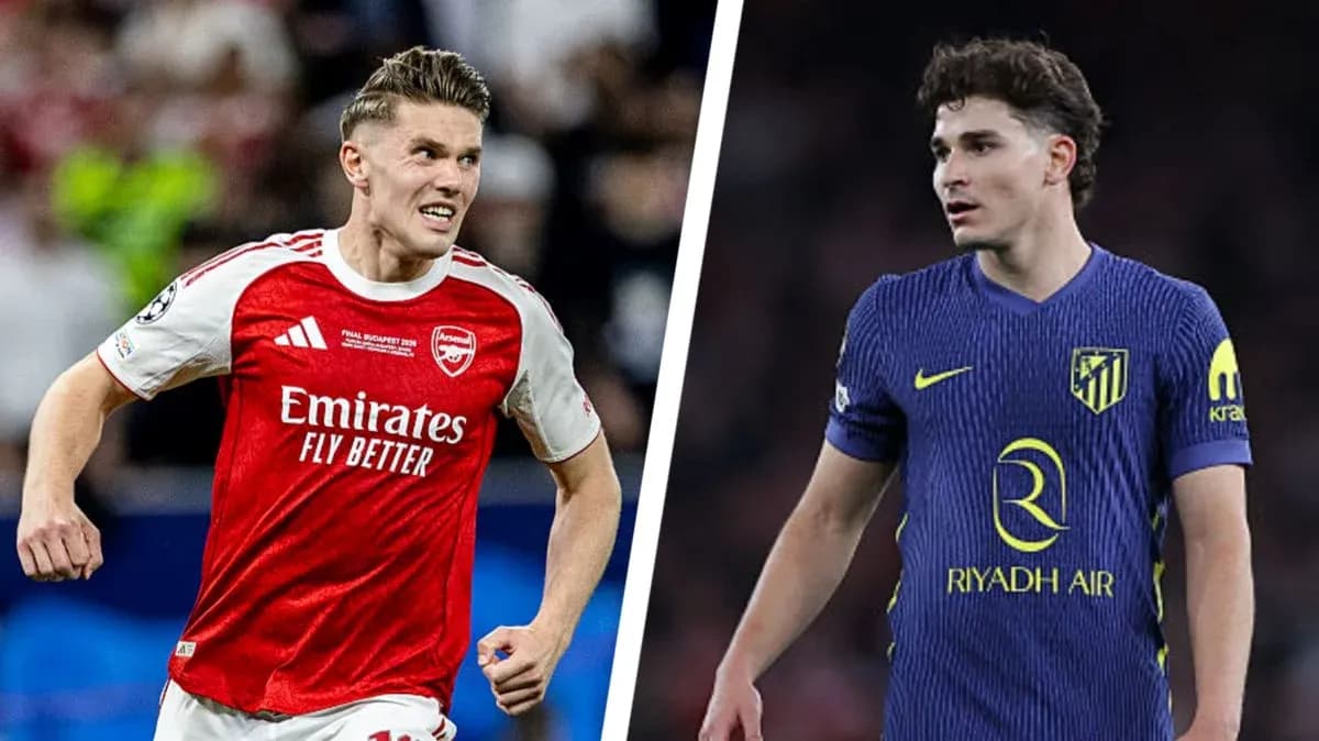 Two soccer players from Arsenal and Atletico Madrid Two soccer players from Arsenal and Atletico Madrid