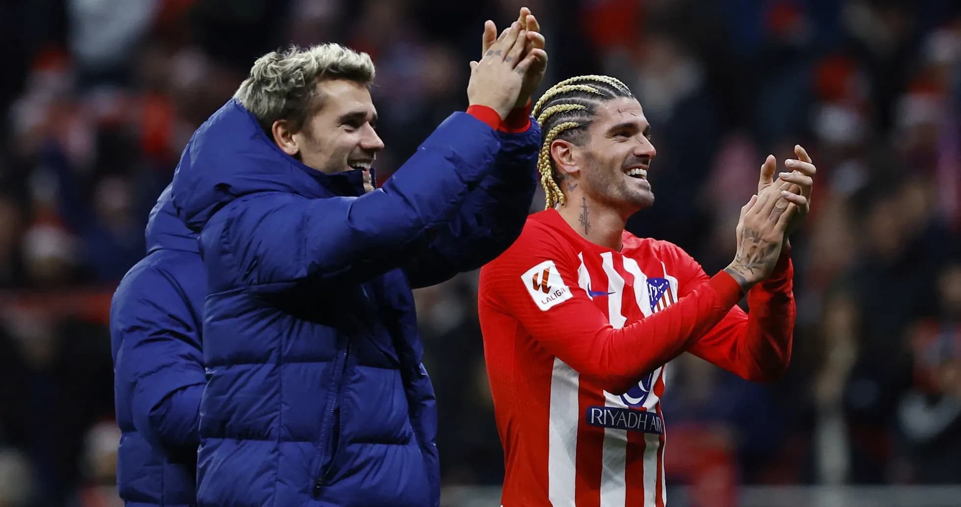 Atletico Madrid players celebrating after the match Atletico Madrid players celebrating after the match
