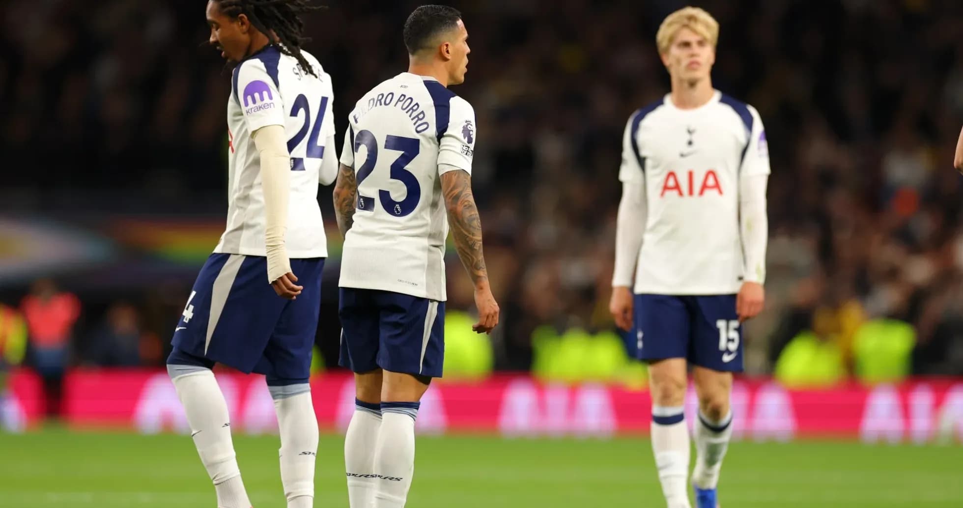 Tottenham players walking on the pitch during match Tottenham players walking on the pitch during match