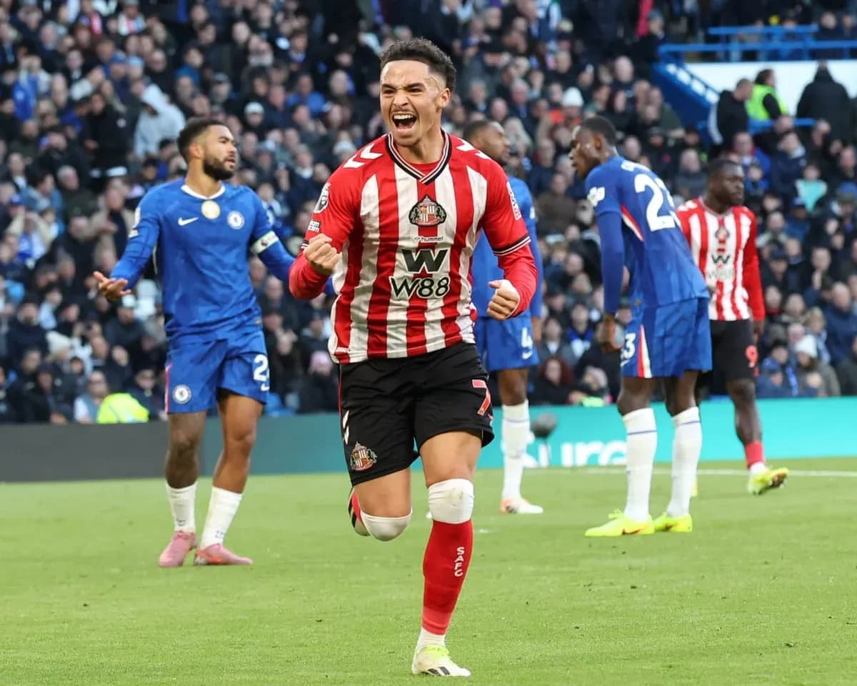 Sunderland player celebrating a goal against Chelsea Sunderland player celebrating a goal against Chelsea