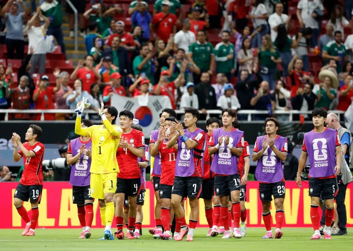 South Korea players celebrating after a match South Korea players celebrating after a match