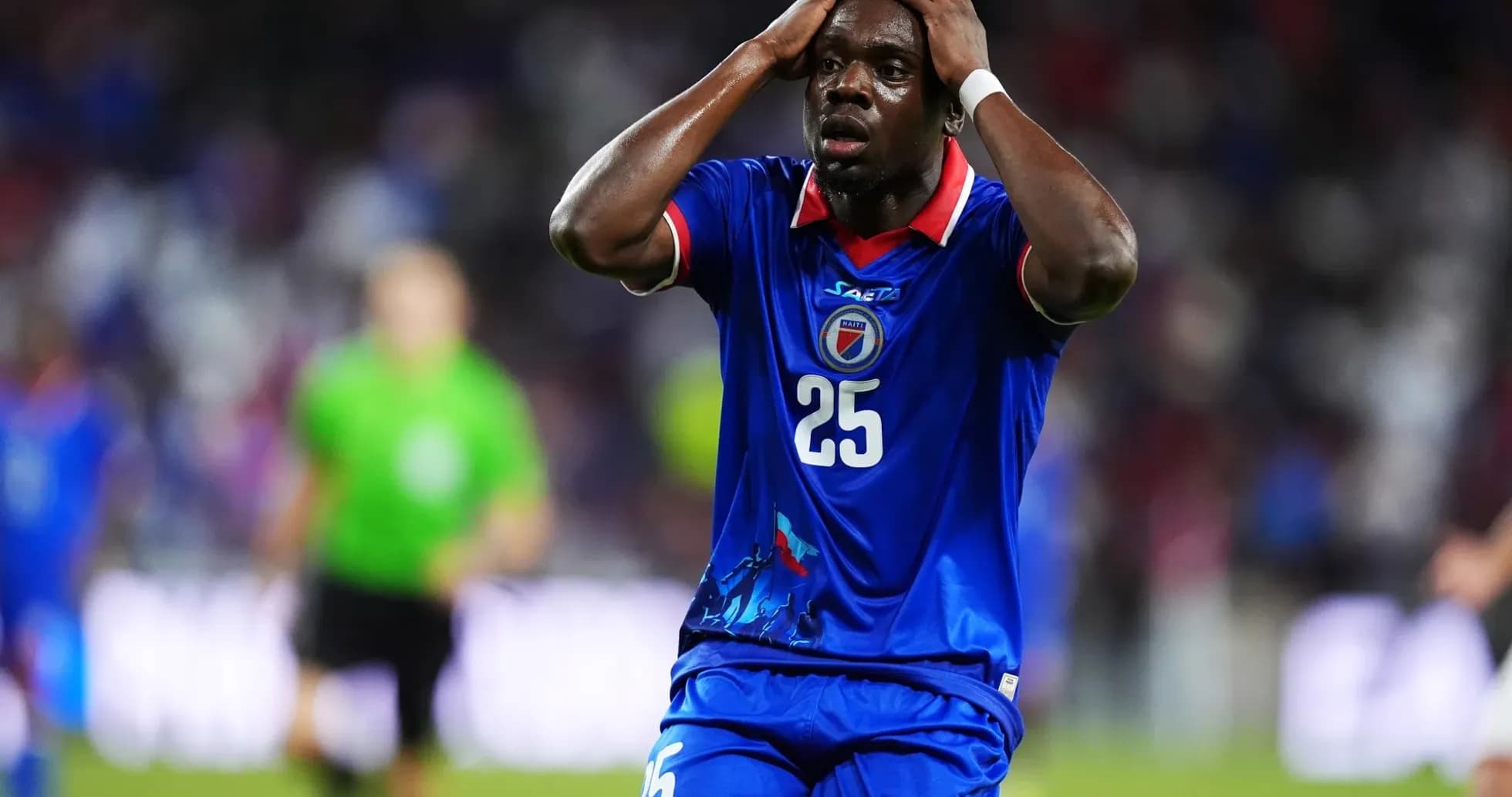 Haitian player showing frustration during match Haitian player showing frustration during match