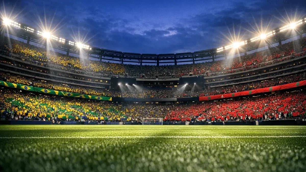 Stadium filled with Brazil and Morocco fans Stadium filled with Brazil and Morocco fans